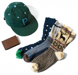 J.Crew Leather magic wallet/Ebbets Field Flannels for J.Crew twill ball cap/ Corgi lightweight pattern socks   